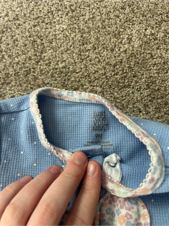 Just One You By Carters Other - Just One You by Carter's Light Blue Waffle Footie with Floral Trim